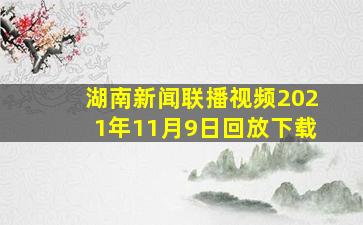 湖南新闻联播视频2021年11月9日回放下载