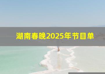 湖南春晚2025年节目单