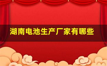 湖南电池生产厂家有哪些