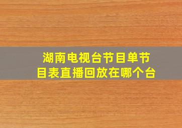 湖南电视台节目单节目表直播回放在哪个台