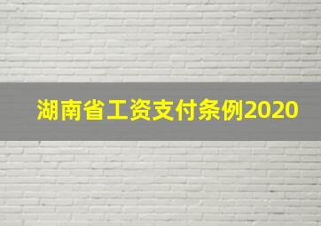 湖南省工资支付条例2020