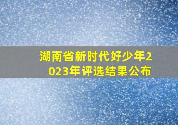 湖南省新时代好少年2023年评选结果公布