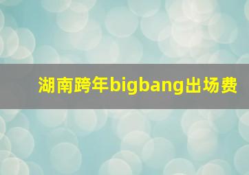 湖南跨年bigbang出场费