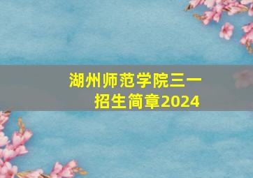 湖州师范学院三一招生简章2024