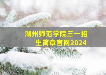 湖州师范学院三一招生简章官网2024