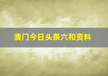 澳门今日头条六和资料