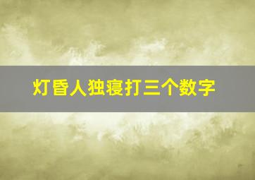 灯昏人独寝打三个数字