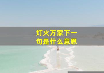 灯火万家下一句是什么意思