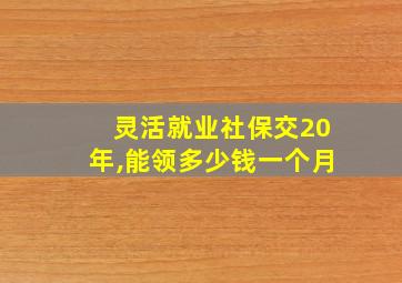 灵活就业社保交20年,能领多少钱一个月