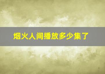 烟火人间播放多少集了