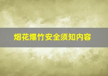 烟花爆竹安全须知内容