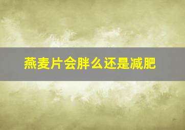 燕麦片会胖么还是减肥