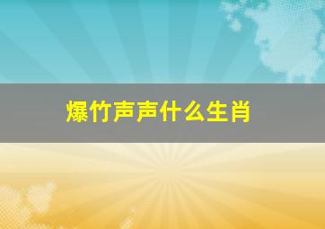 爆竹声声什么生肖