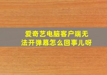 爱奇艺电脑客户端无法开弹幕怎么回事儿呀