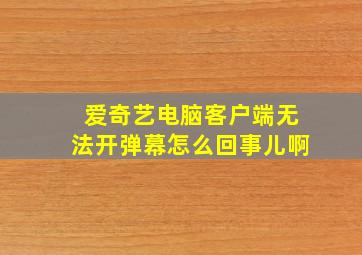 爱奇艺电脑客户端无法开弹幕怎么回事儿啊