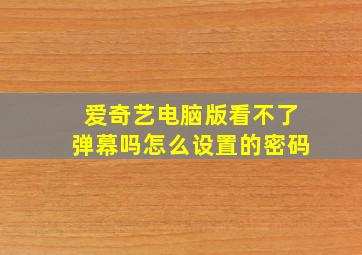 爱奇艺电脑版看不了弹幕吗怎么设置的密码