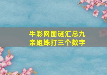 牛彩网图谜汇总九亲姐姝打三个数字