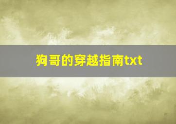 狗哥的穿越指南txt