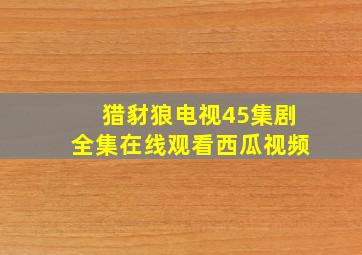 猎豺狼电视45集剧全集在线观看西瓜视频