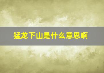 猛龙下山是什么意思啊