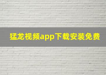 猛龙视频app下载安装免费