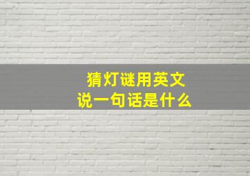 猜灯谜用英文说一句话是什么