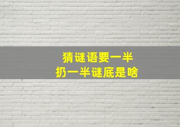 猜谜语要一半扔一半谜底是啥