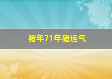 猪年71年猪运气