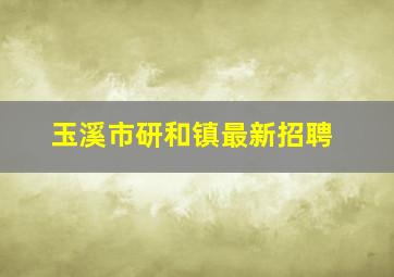 玉溪市研和镇最新招聘