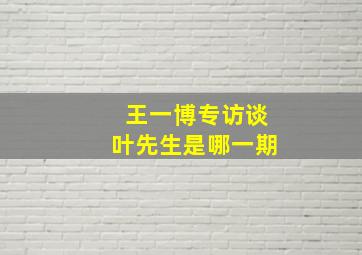 王一博专访谈叶先生是哪一期