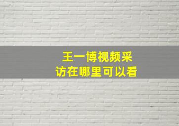 王一博视频采访在哪里可以看