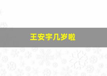 王安宇几岁啦