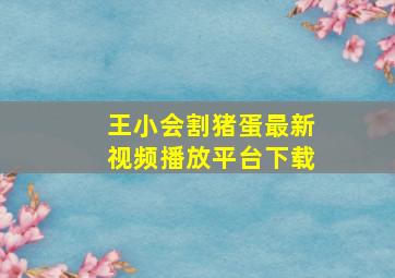 王小会割猪蛋最新视频播放平台下载