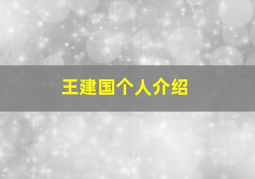 王建国个人介绍