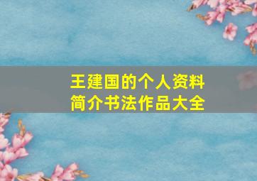 王建国的个人资料简介书法作品大全