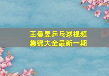 王曼昱乒乓球视频集锦大全最新一期