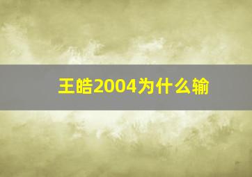 王皓2004为什么输