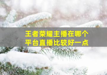 王者荣耀主播在哪个平台直播比较好一点