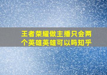 王者荣耀做主播只会两个英雄英雄可以吗知乎