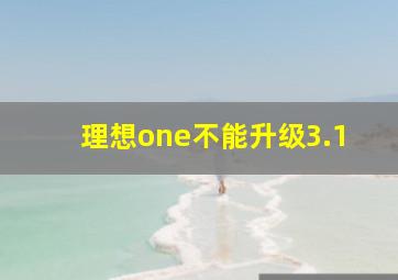 理想one不能升级3.1