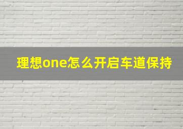 理想one怎么开启车道保持