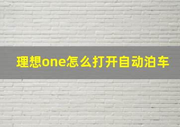 理想one怎么打开自动泊车