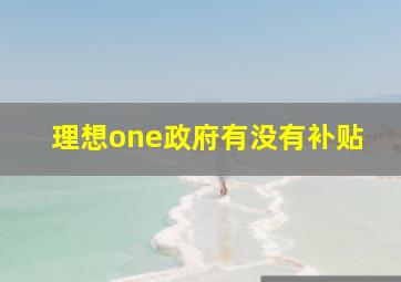 理想one政府有没有补贴