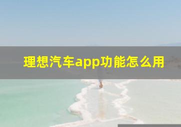 理想汽车app功能怎么用