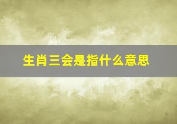 生肖三会是指什么意思