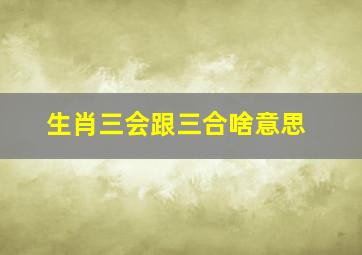 生肖三会跟三合啥意思