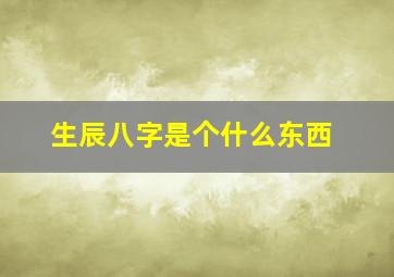 生辰八字是个什么东西