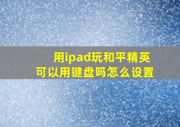 用ipad玩和平精英可以用键盘吗怎么设置