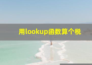 用lookup函数算个税