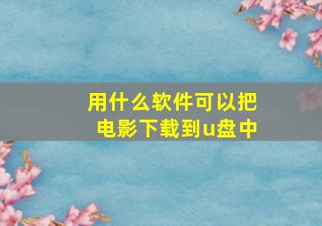 用什么软件可以把电影下载到u盘中